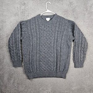LL Bean Heritage Wool Cable Knit Fisherman Chunky Sweater Ireland Mens XL 245061